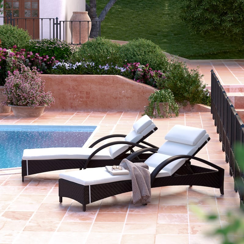 Barcelo 2 Piece Sunbrella Outdoor Patio Chaise Lounges Set