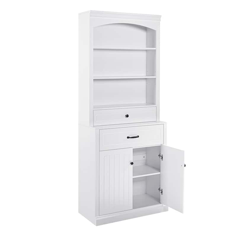 Modern Freestanding Floor Cabinet with Adjustable Shelves, Tall Bathroom Storage Cabinet with Drawers and Doors