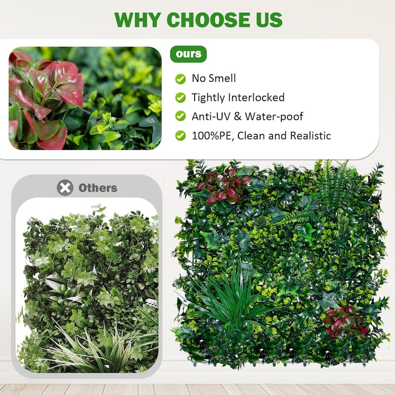 (20pcs)Boxwood Panels, Grass Wall 20"x20", Plant Wall