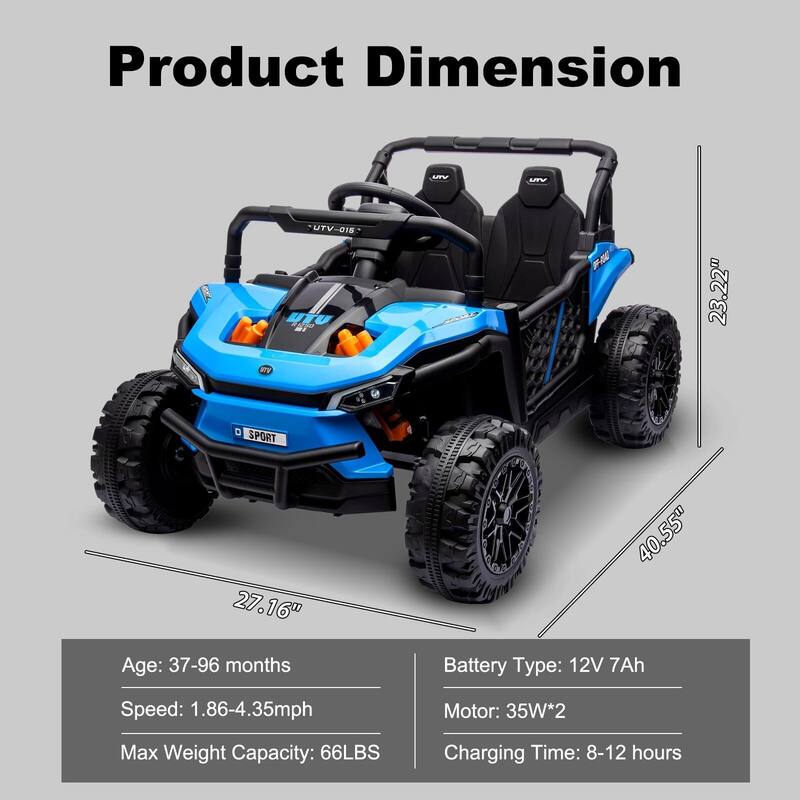 12V 7AH Ride On UTV, Battery Powered Electric Vehicle w/Remote Control