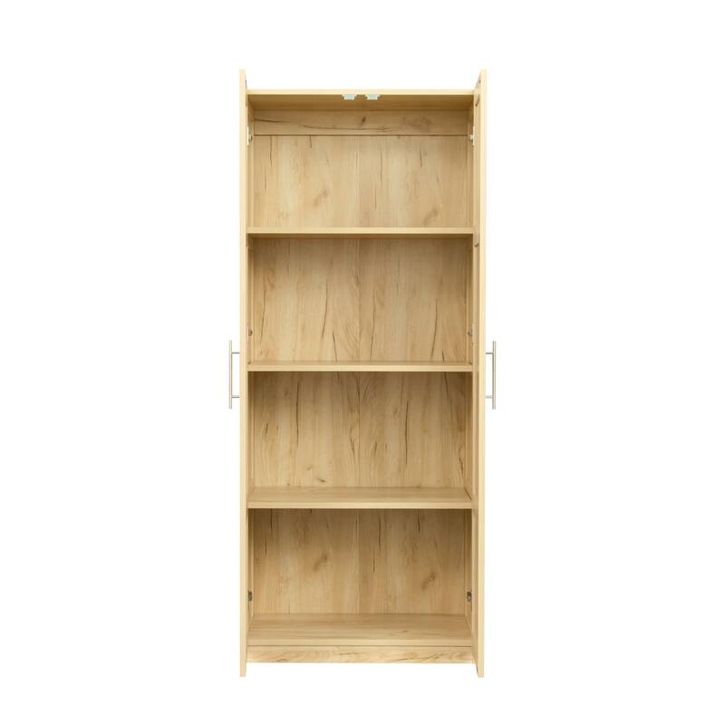 High wardrobe and kitchen cabinet with 2 doors and 3 partitions - 	Oak
