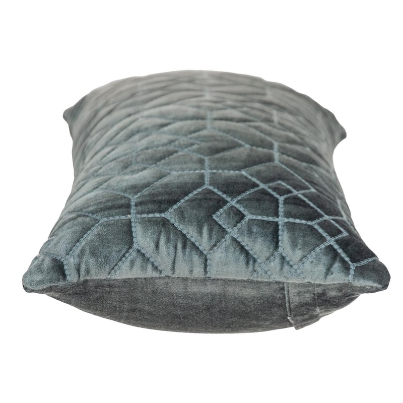 Navy Quilted Velvet Geo Lumbar Decorative Pillow