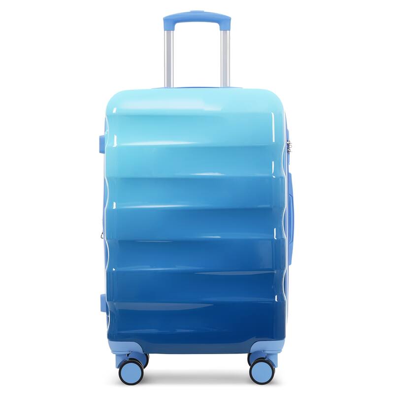 3-Piece, 20, 24, 28-Inch Modern Expandable Hard-Shell Luggage with Spinner Wheels and TSA Lock, for Boarding Travel, Blue
