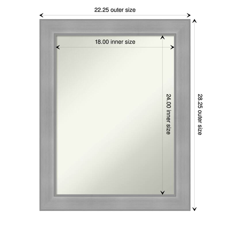 Non-Beveled Bathroom Wall Mirror - Vista Brushed Nickel Frame - 22 x 28 in - Vista Brushed Nickel