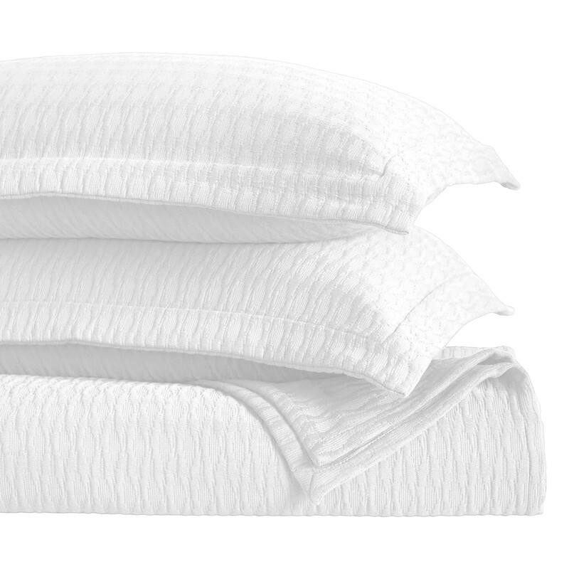 Blue Nile Mills Diamond Lattice Matelasse Cotton Medium Weight 3 Piece Bedspread Set