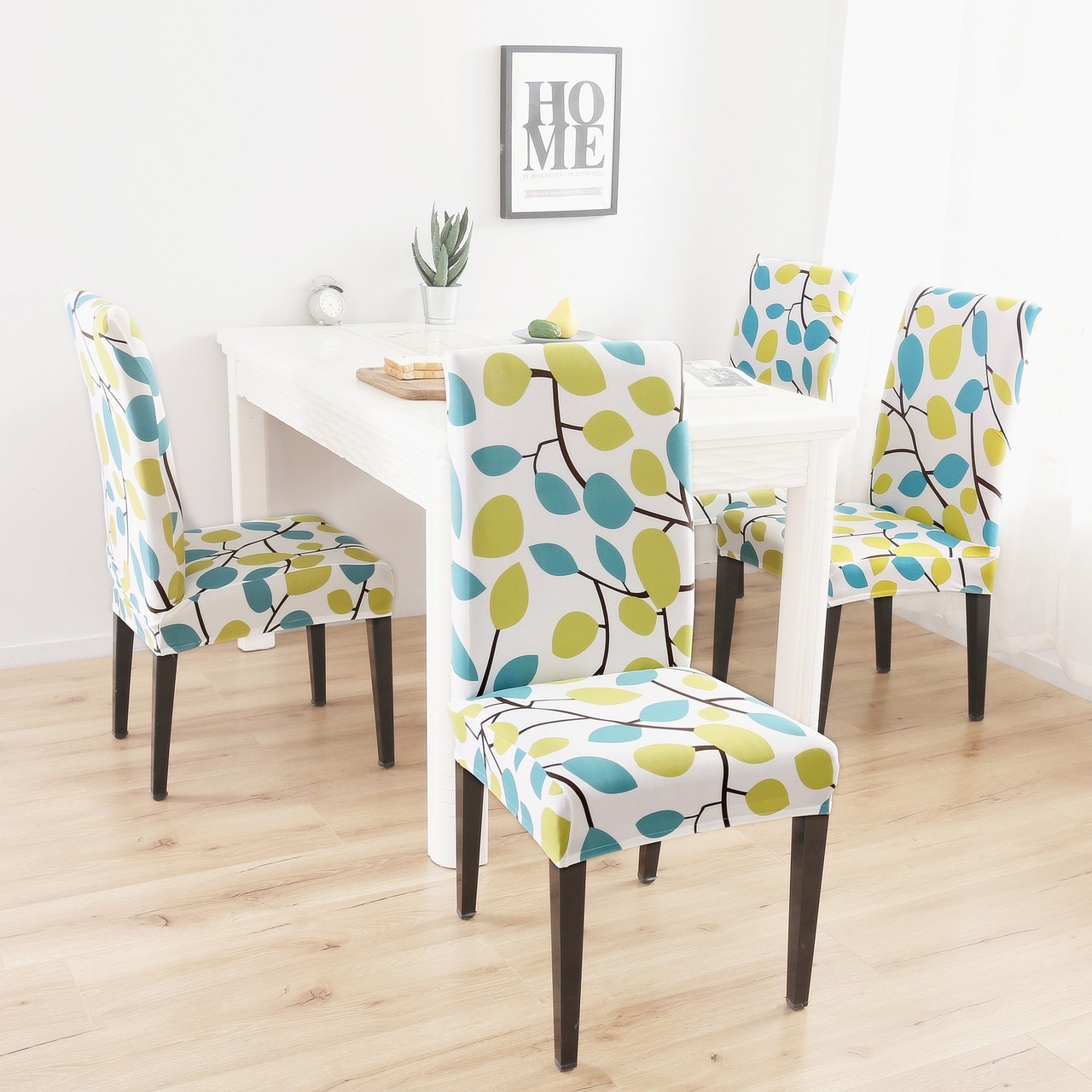 Enova Home Elegant Polyester and Spandex Stretch Washable Dining Chair Slipcover set of 4