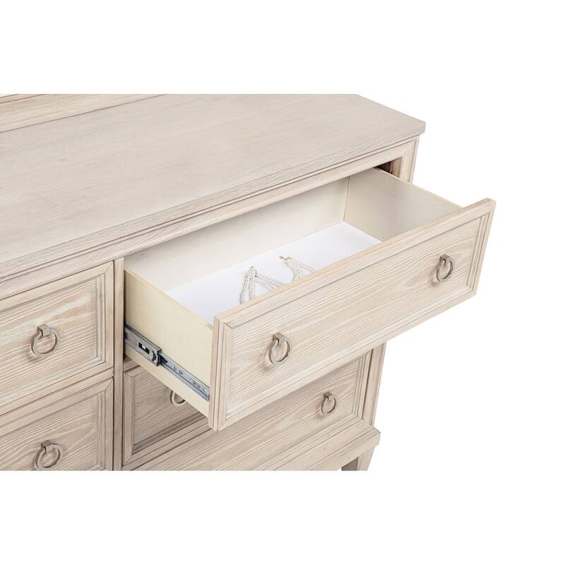 Pembroke 6-drawer Bedroom Dresser with Mirror Washed Oak