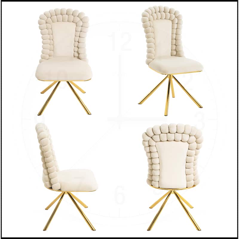 Swivel Velvet Dining Chairs with Gold Metal Legs Set of 2