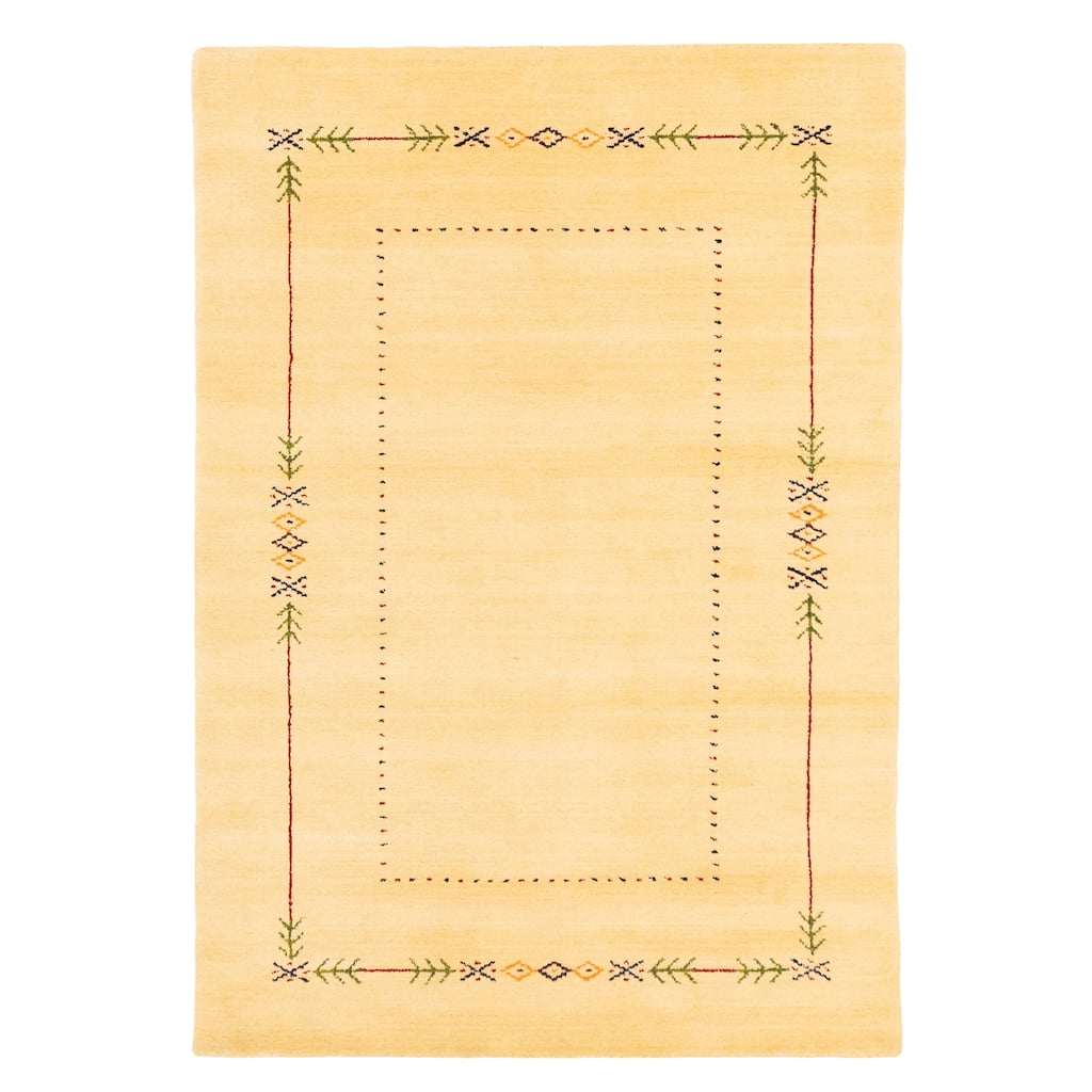 ECARPETGALLERY Hand Loomed Kashkuli Gabbeh Light Yellow Wool Rug - 3'11 x 5'8