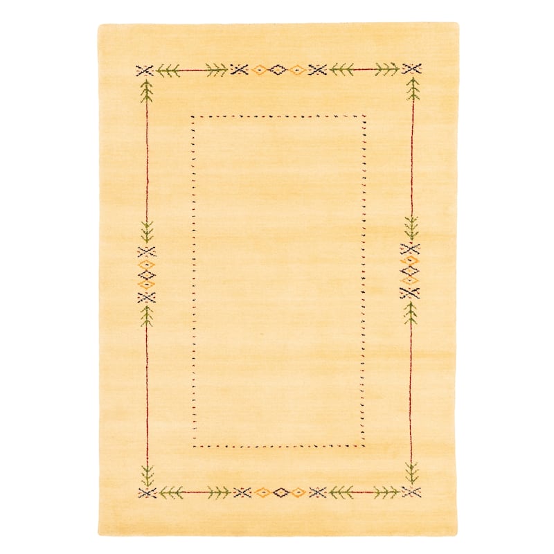 ECARPETGALLERY Hand Loomed Kashkuli Gabbeh Light Yellow Wool Rug - 3'11 x 5'8