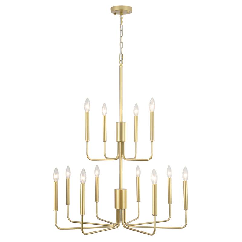 2-Tier Candle Style Chandelier Farmhouse Light Fixture for Living Room Kitchen Island Bedroom Entryway - N/A