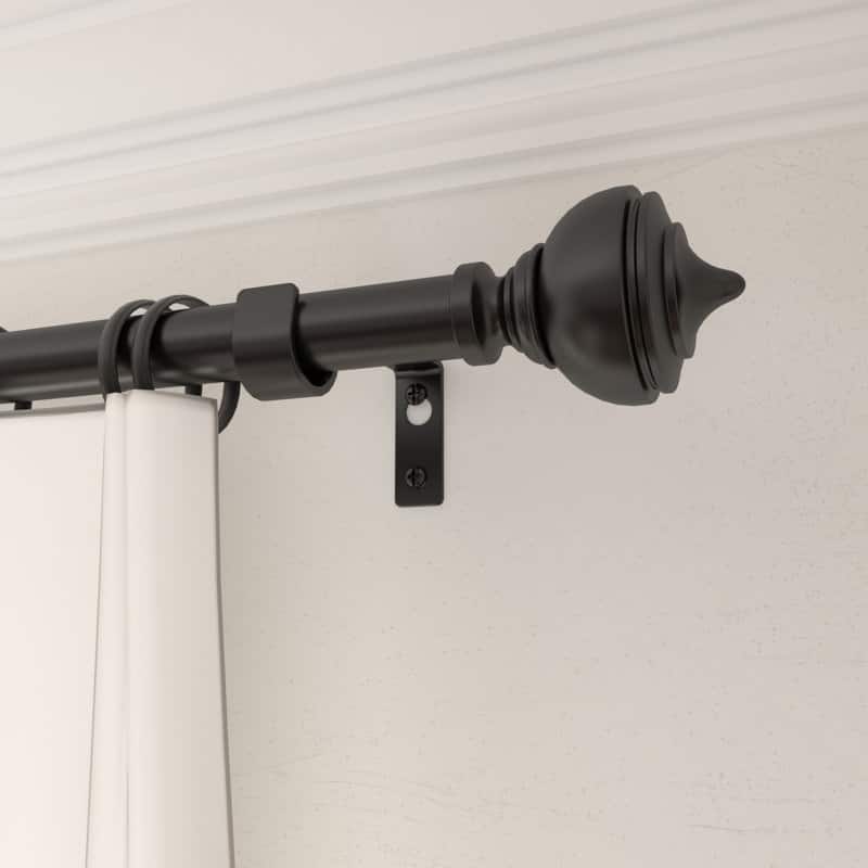 Acroma Black Steel Adjustable Single Elengant Curtain Rod