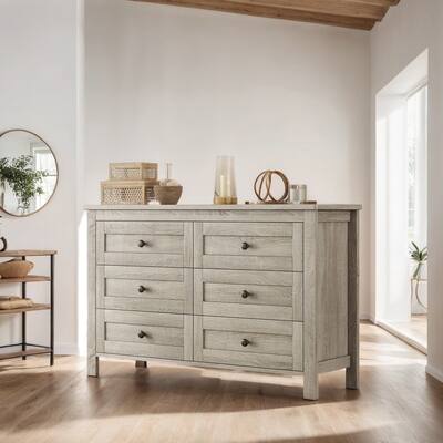 Farmhouse 6-Drawers Storage Cabinet, Anitque Grey