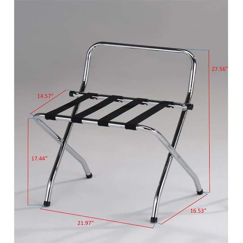 Chrome / Black Metal Foldable High Back Luggage Rack