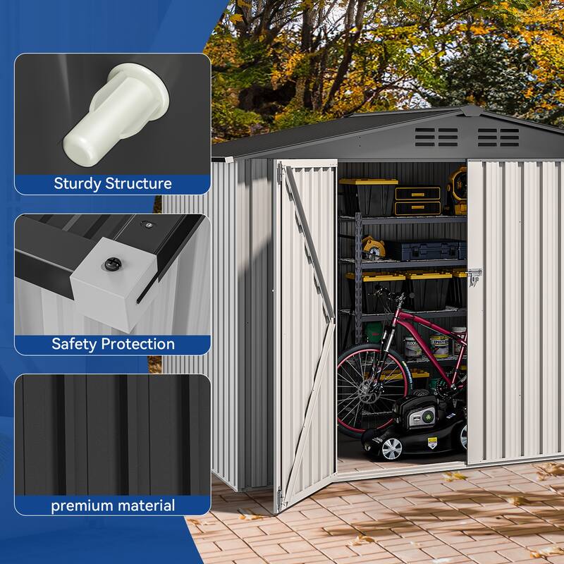 Moasis 8 ft. W x 6 ft. D Steel Storage Shed