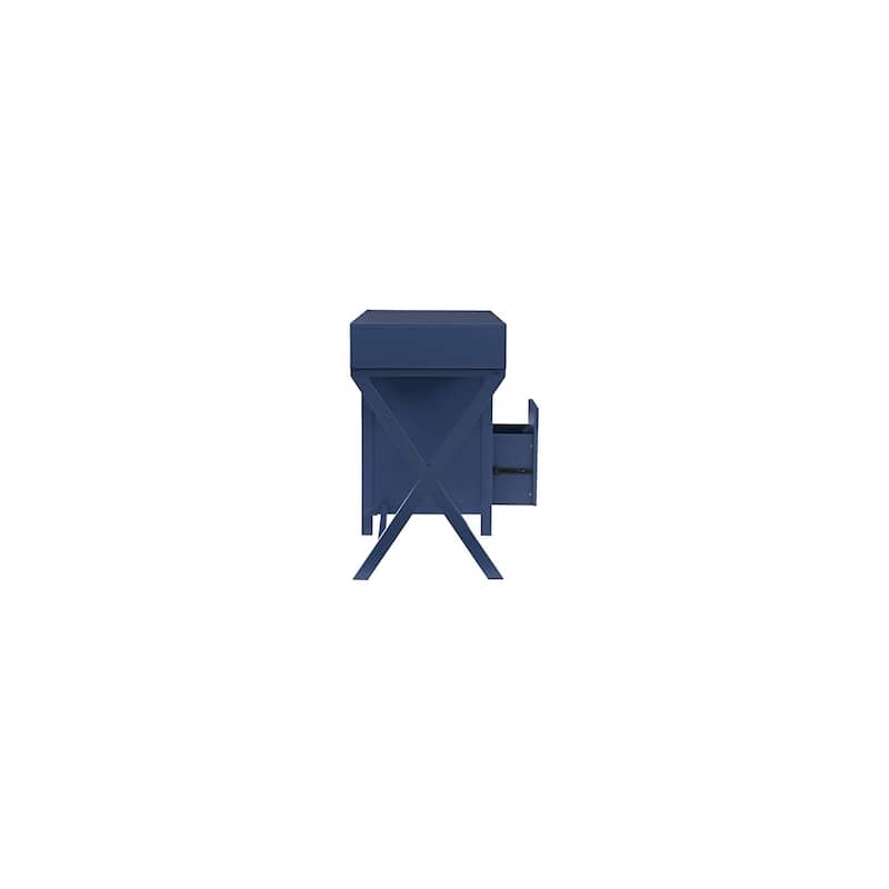 Storage Desk - Navy Blue 48" Desk with File Cabinet - Campaign Style Office Desk