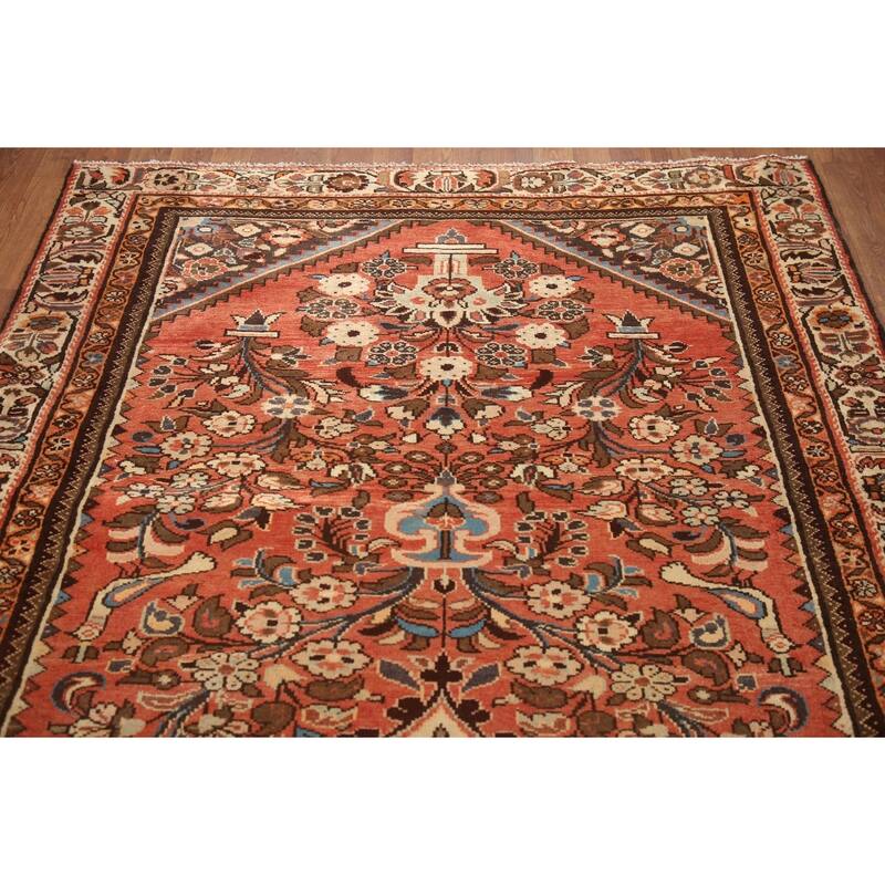 Hand Knotted Oriental 100% Wool Carpet Traditional Floral Oranges & Rust Lilian Area Rug - 10' 8'' X 4' 9''
