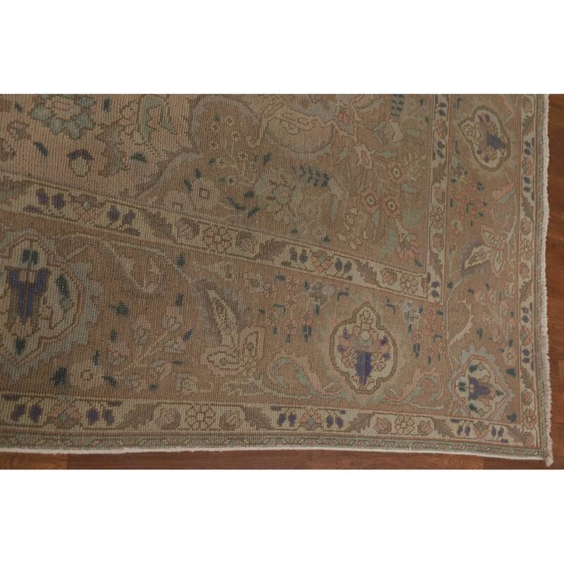 Distressed Tabriz Persian Vintage Rug Handmade Oriental Wool Carpet - 9'6" x 12'9"
