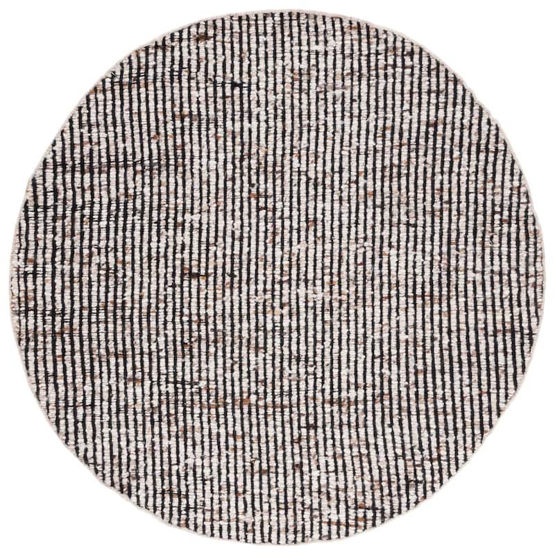 SAFAVIEH Handmade Natura Suzannah Wool & Jute Rug - 6' Round - Black/Ivory