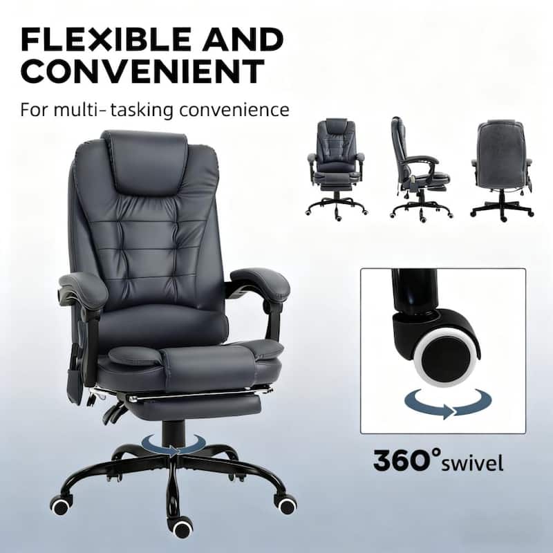 Massaging Office Desk Chair, Massage Office Chair High Back with Lumbar Support, Footrest