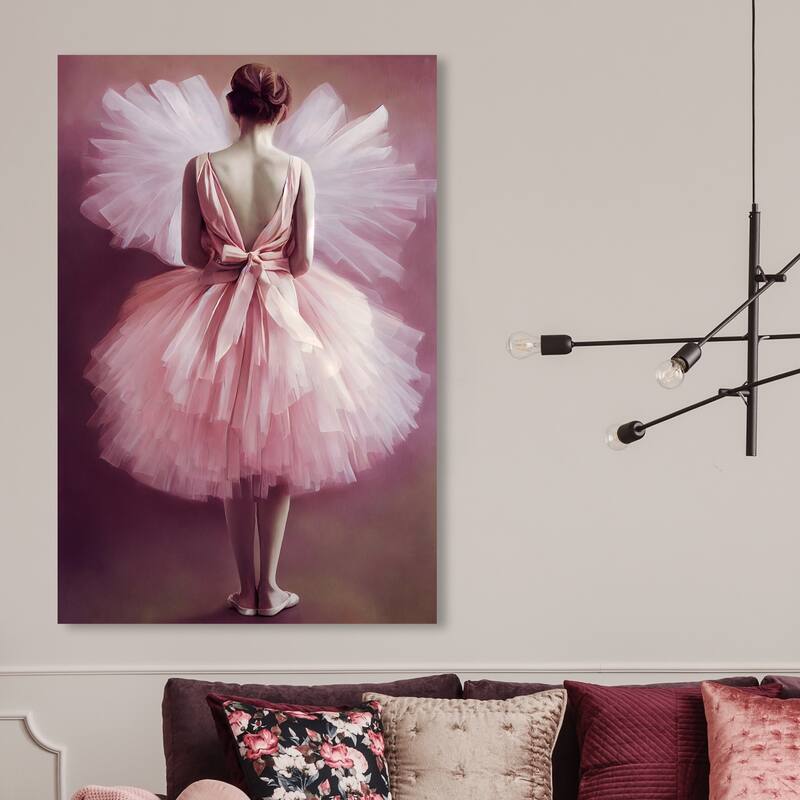 Wynwood Studio Fashion and Glam Ballerina II Pink and Traditional Wall Art Canvas Print - 45 x 30