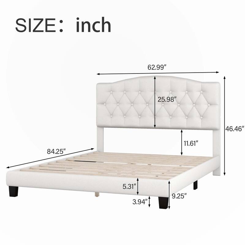 Upholstered Platform Bed, Queen