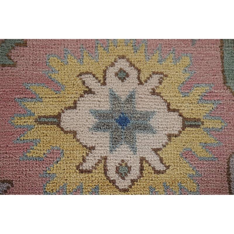 All-Over Pink Oushak Oriental Area Rug Handmade Wool Carpet - 8'1"x 9'11"