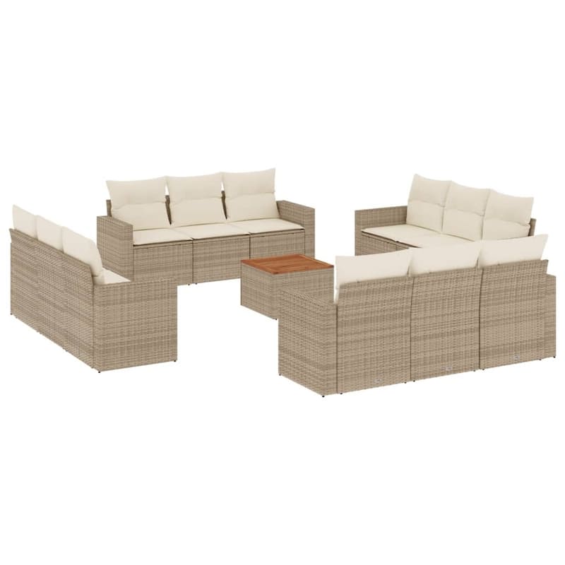 vidaXL Patio Sofa Set with Cushions Outdoor Furniture 13 Piece Poly Rattan - 25.8 x 24.4 x 27.2