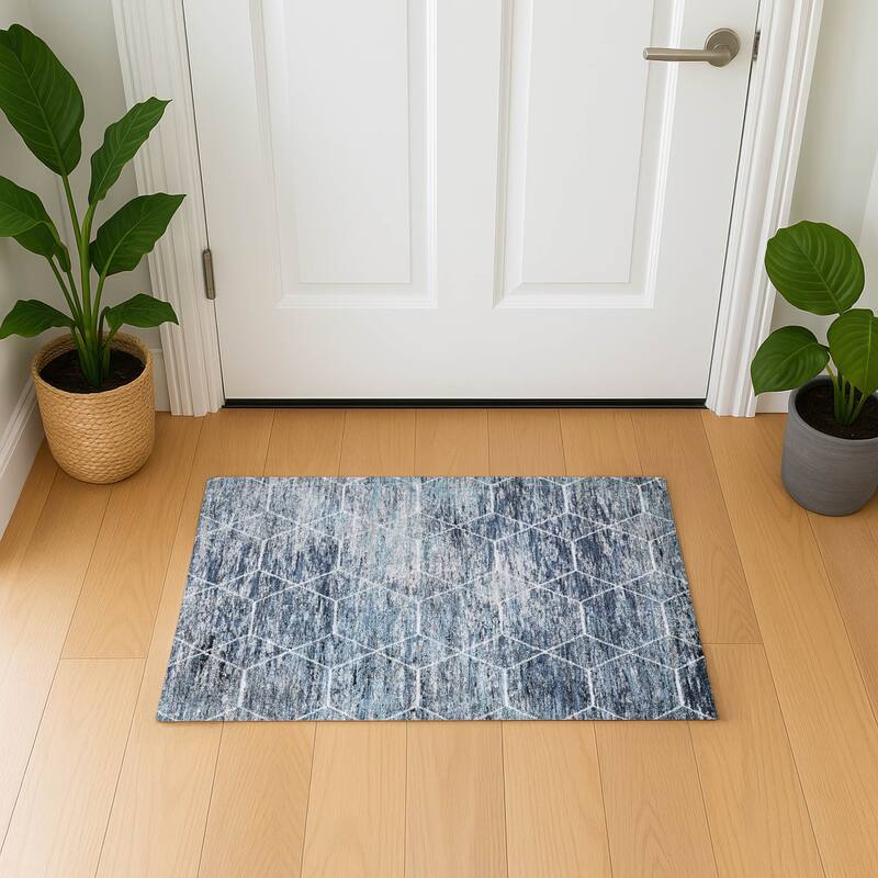 Premium Washable Super Soft Geo Abstract Mayfield Rug - Blue - 1'8" x 2'6"