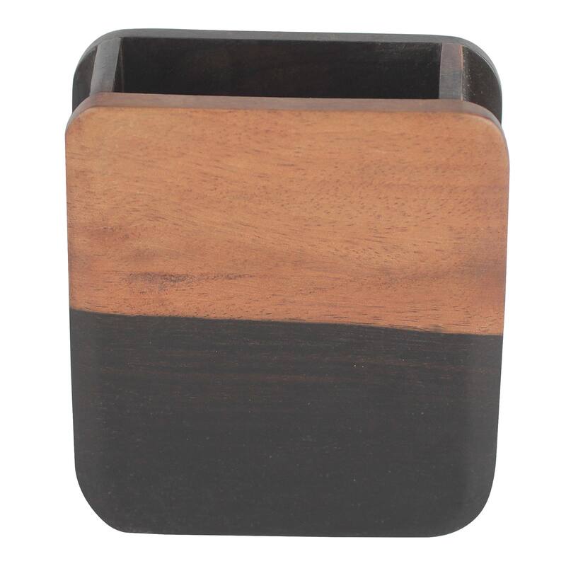 Novica Handmade Modern Nature Ebony Wood Pencil Holder