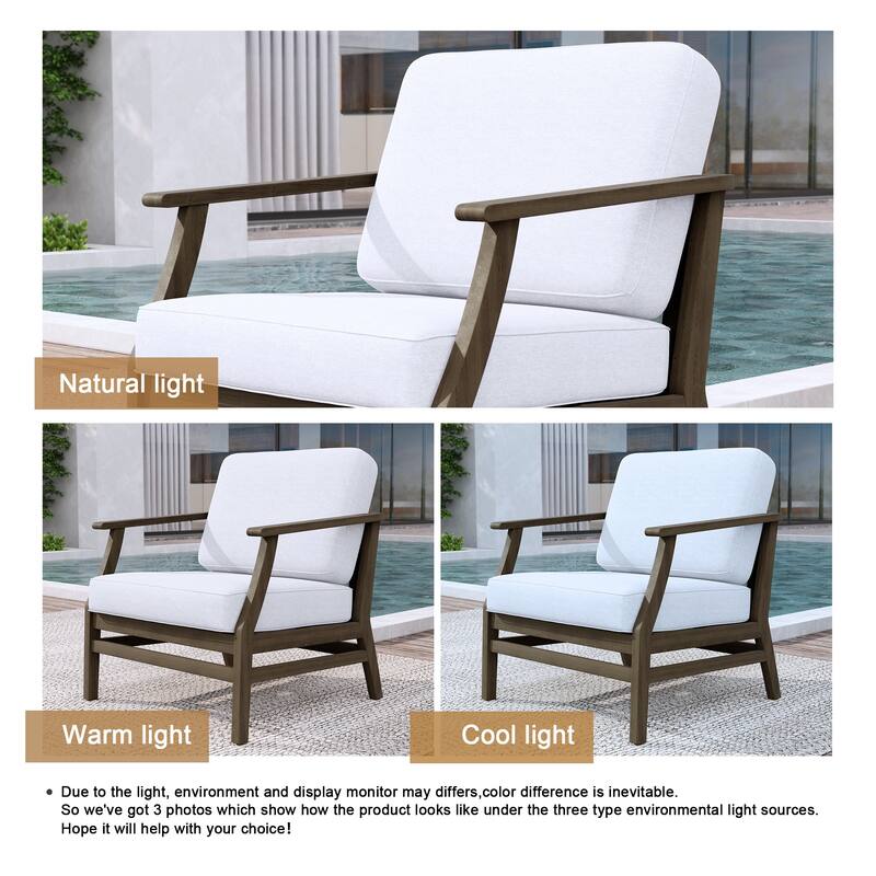 2 Set Patio Teak Wood Outdoor Chair with Cushions