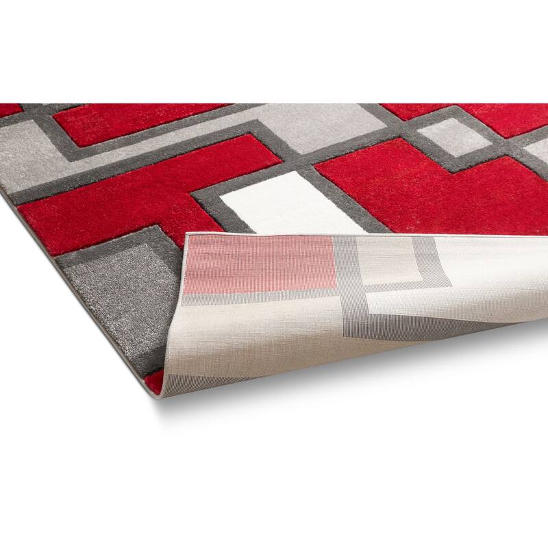 Well Woven Ruby Imagination Squares Modern Geometric Area Rug