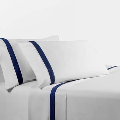Hiend Accents 350TC Flange Design Sheet Set, Navy, 4PC