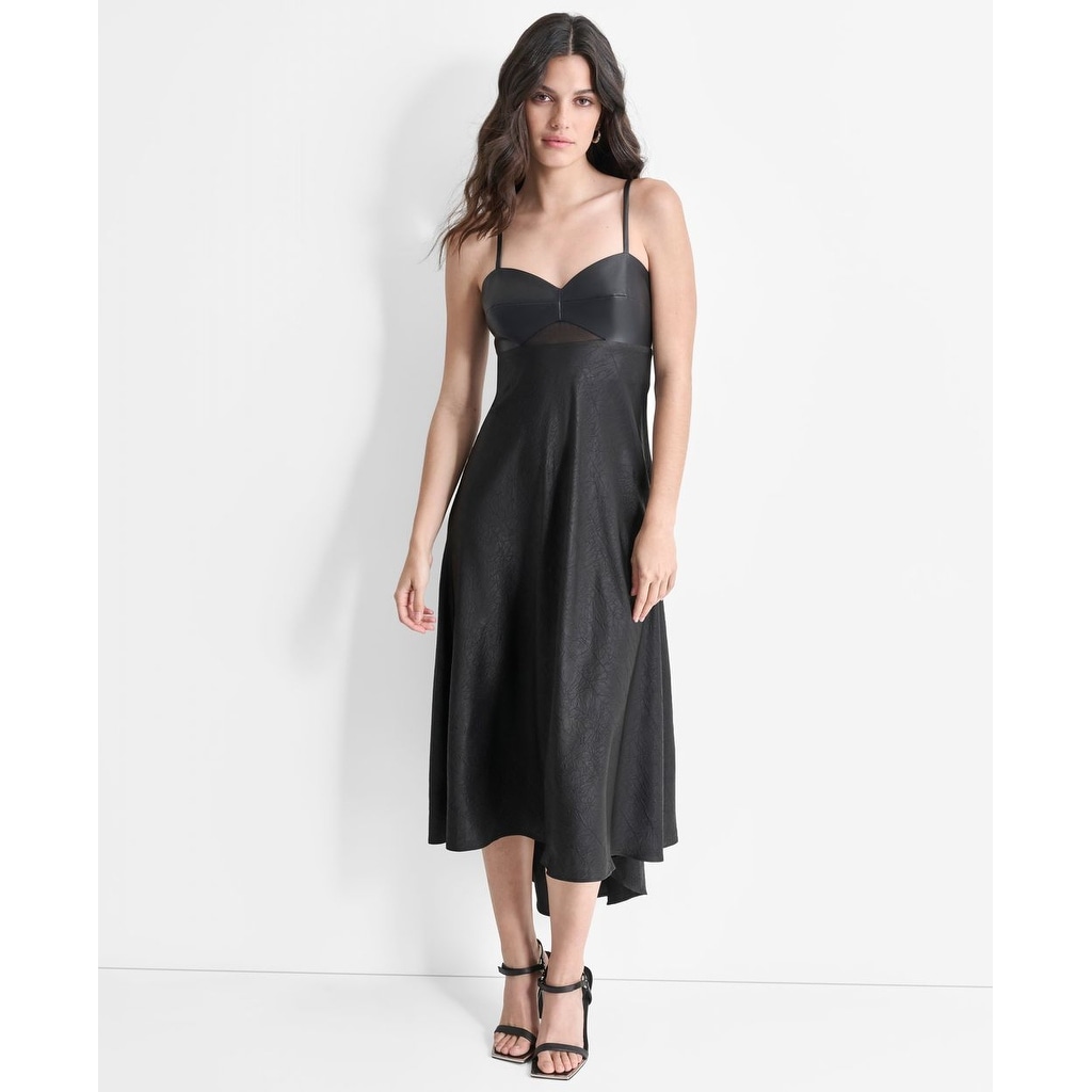 DKNY Mixed Media Tiered Midi Dress - Overstock - 43128694