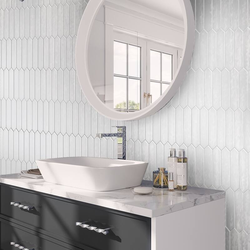 Apollo tile 2" x 10" Festa Glossy Cotton White Ceramic Tile (2.37 sq ft/case) - 23 Pack