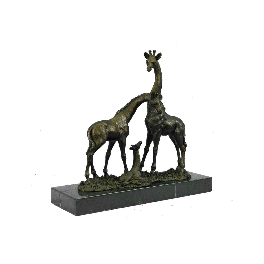 Signed Barye Triple Giraffe Bronze Wild Life Sculpture Hot Cast Marble Figurine