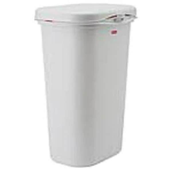 Rubbermaid FG5L5806WHT Spring Top Wastebasket with LinerLock, White, 52 Qt