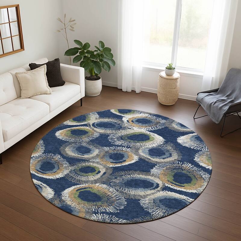 Machine Washable Indoor/ Outdoor Modern Spikey Chantille Rug