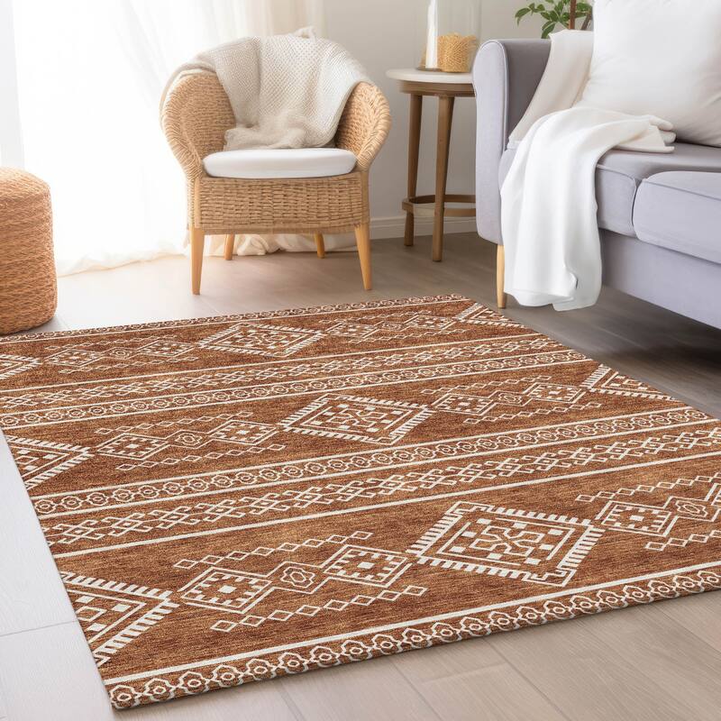 Premium Washable Super Soft Boho Globe Mayfield Rug - Paprika - 9' x 12'