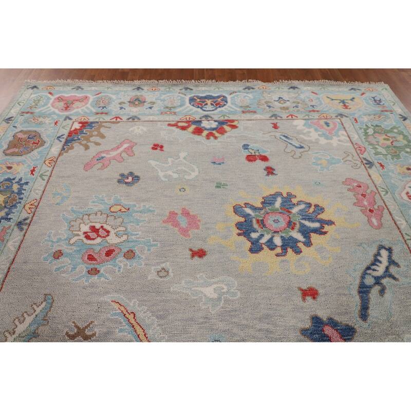 Floral Oushak Oriental Area Rug Handmade Wool Carpet - 8'11" x 11'6"