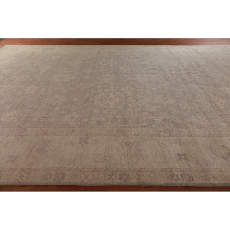 Hand Knotted Oriental 100% Wool Carpet Transitional All-Over Brown Oushak Area Rug - 19' 0'' X 13' 0''
