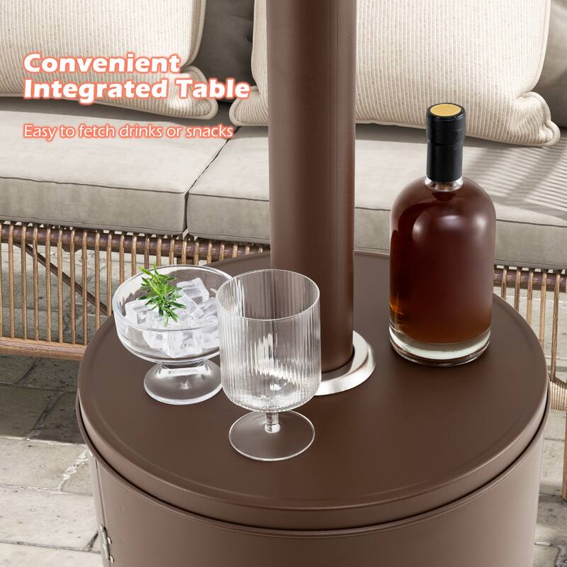 50000 BTU Propane Patio Heater with Round Table Design Adjustable Temperature Control Knob - 32" x 87"