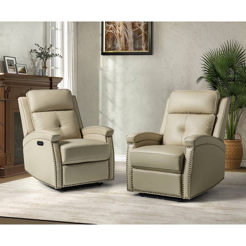 Edmondo Contemporary Power Recliner With a USB port Set Of 2 by HULALA HOME - BEIGE