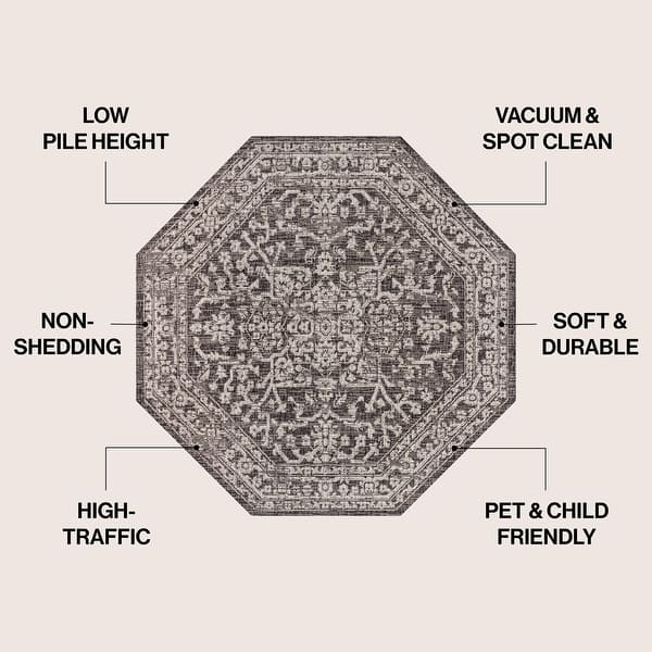 dimension image slide 16 of 17, JONATHAN Y Medallion Textured Weave Indoor/Outdoor Area Rug