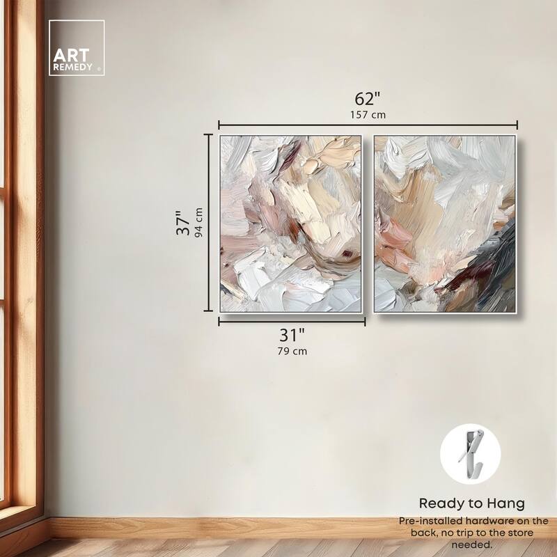Running Horse Neutral I Canvas Set of 2 by Art Remedy