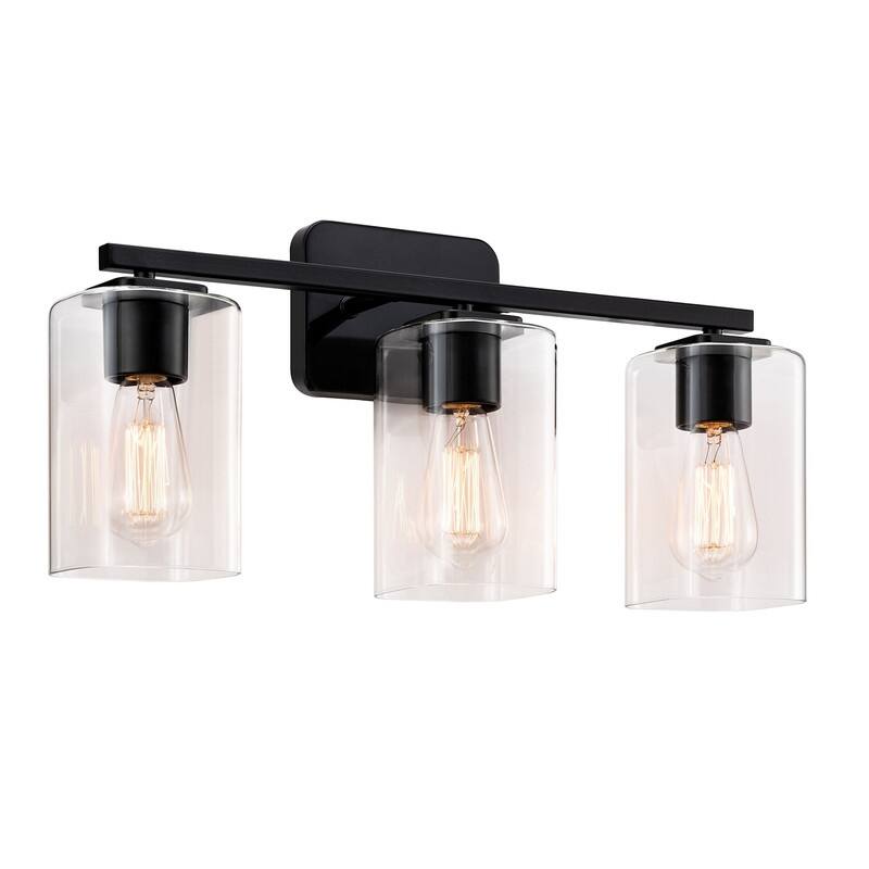 KAWOTI 3 Light Bathroom Vanity Light with Rectangular Glass Shade