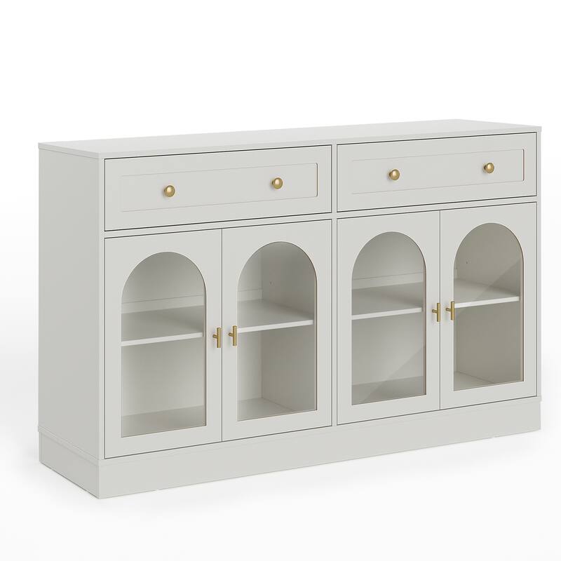 Wide Sideboard Buffet with 2 Drawers & 4 Doors