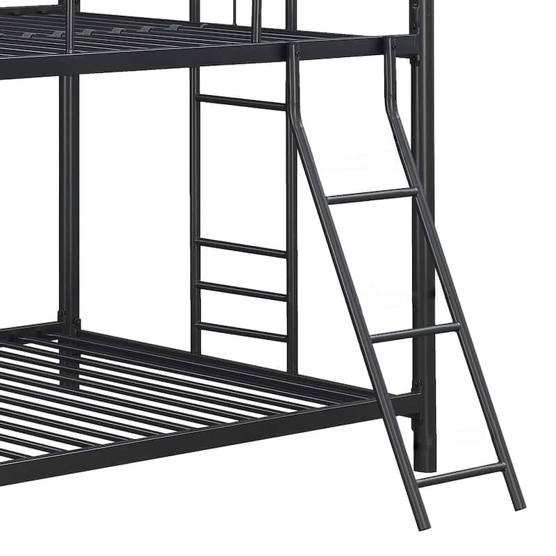 Metal Furniture Triple Bunk Bed with Ladder and Fence for Bedroom, Kids, Boys and Girls