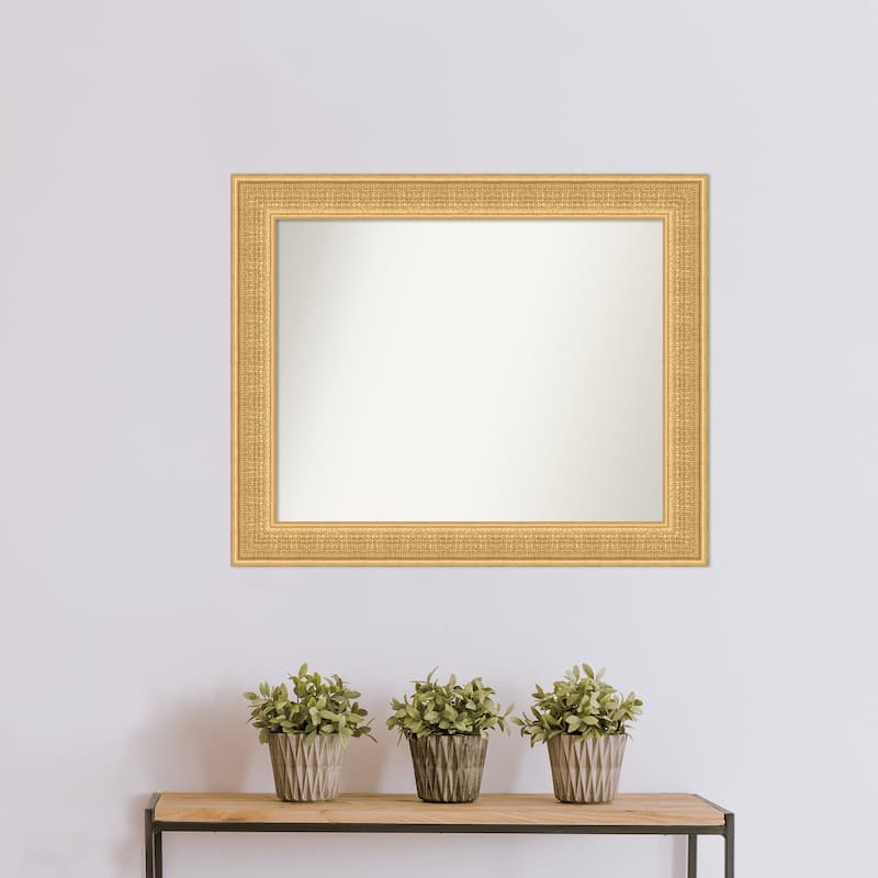Trellis Non-Beveled Wood Framed Wall Mirror - Trellis Gold
