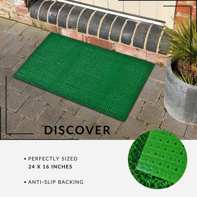 Outdoor Front Door Mat Pixie Artifical Grass Rug 24x16 Inch Green